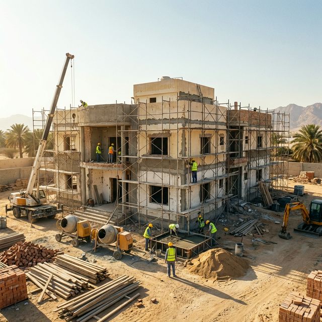 أثناء أعمال الترميم الكثيفة للمباني
